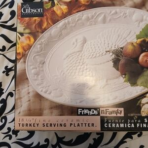 Gibson Cream Turkey Serving Platter